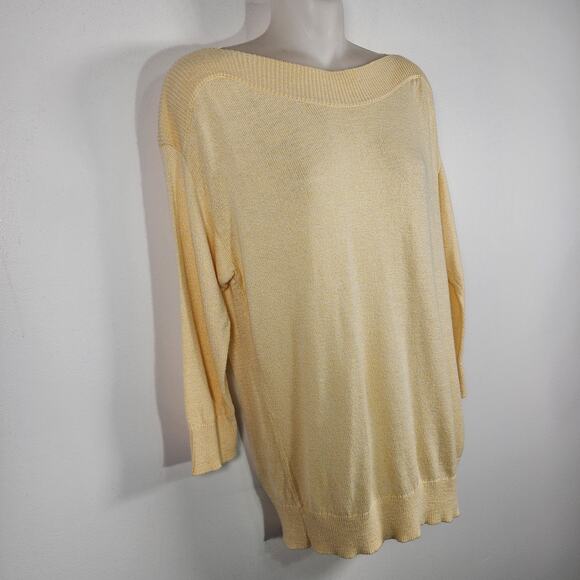 Chico's Women Pullover Sweater Size 1 US Medium Boat Neck Ribbed 3/4 sleeve Knit - Picture 4 of 9